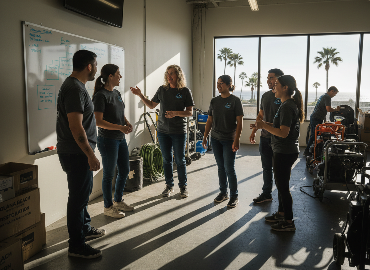 The Water Damage Restoration Solana Beach team at work in Solana Beach
